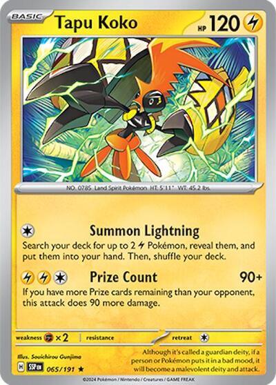 Tapu Koko (065/191) (Deck Exclusives) [Scarlet & Violet: Surging Sparks] | L.A. Mood Comics and Games