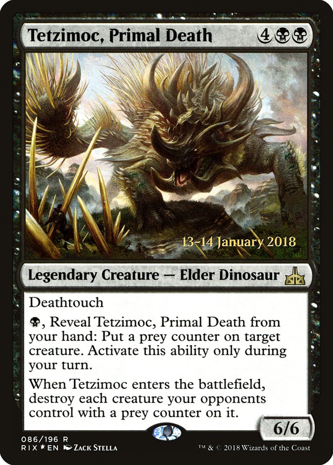 Tetzimoc, Primal Death [Rivals of Ixalan Prerelease Promos] | L.A. Mood Comics and Games