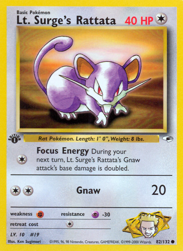 Lt. Surge's Rattata (82/132) [Gym Heroes 1st Edition] | L.A. Mood Comics and Games