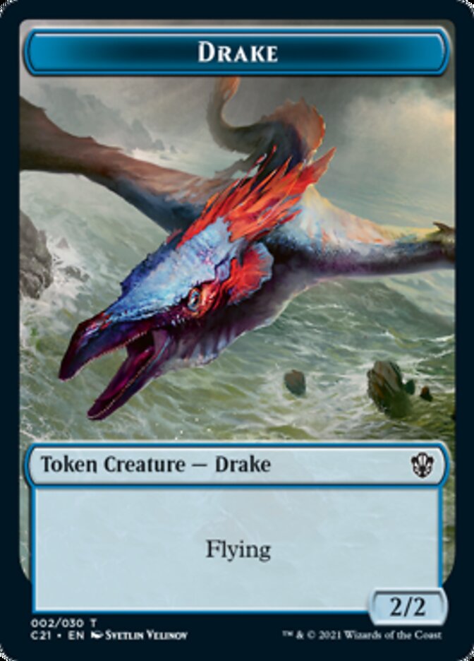 Drake // Elemental (002) Double-Sided Token [Commander 2021 Tokens] | L.A. Mood Comics and Games