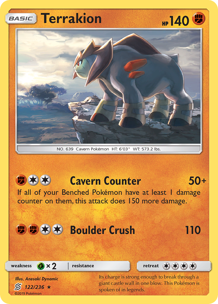 Terrakion (122/236) [Sun & Moon: Unified Minds] | L.A. Mood Comics and Games