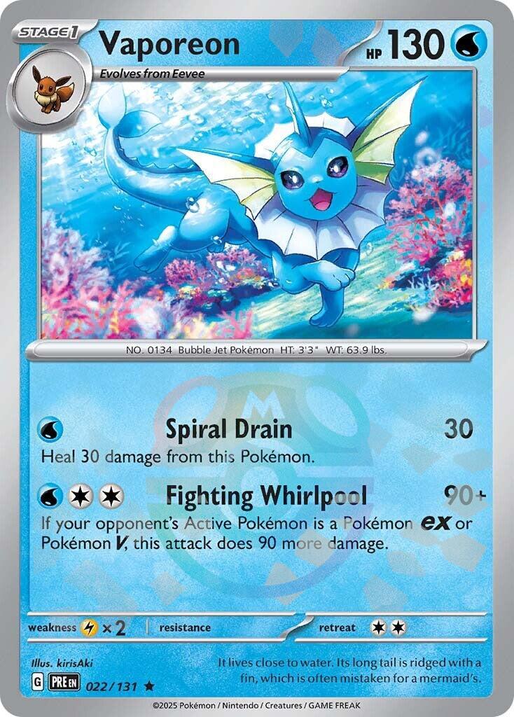 Vaporeon (022/131) (Master Ball Pattern) [Scarlet & Violet: Prismatic Evolutions] | L.A. Mood Comics and Games
