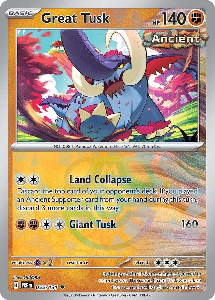 Great Tusk (055/131) (Master Ball Pattern) [Scarlet & Violet: Prismatic Evolutions] | L.A. Mood Comics and Games