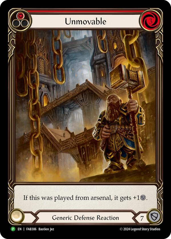 Unmovable (Red) (Extended Art) [FAB306] (Promo)  Rainbow Foil | L.A. Mood Comics and Games