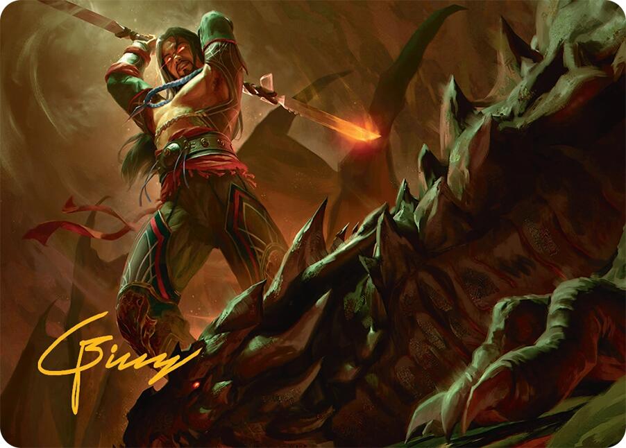 Sarkhan's Resolve Art Card (18/54) (Gold-Stamped Signature) [Tarkir: Dragonstorm Art Series] | L.A. Mood Comics and Games