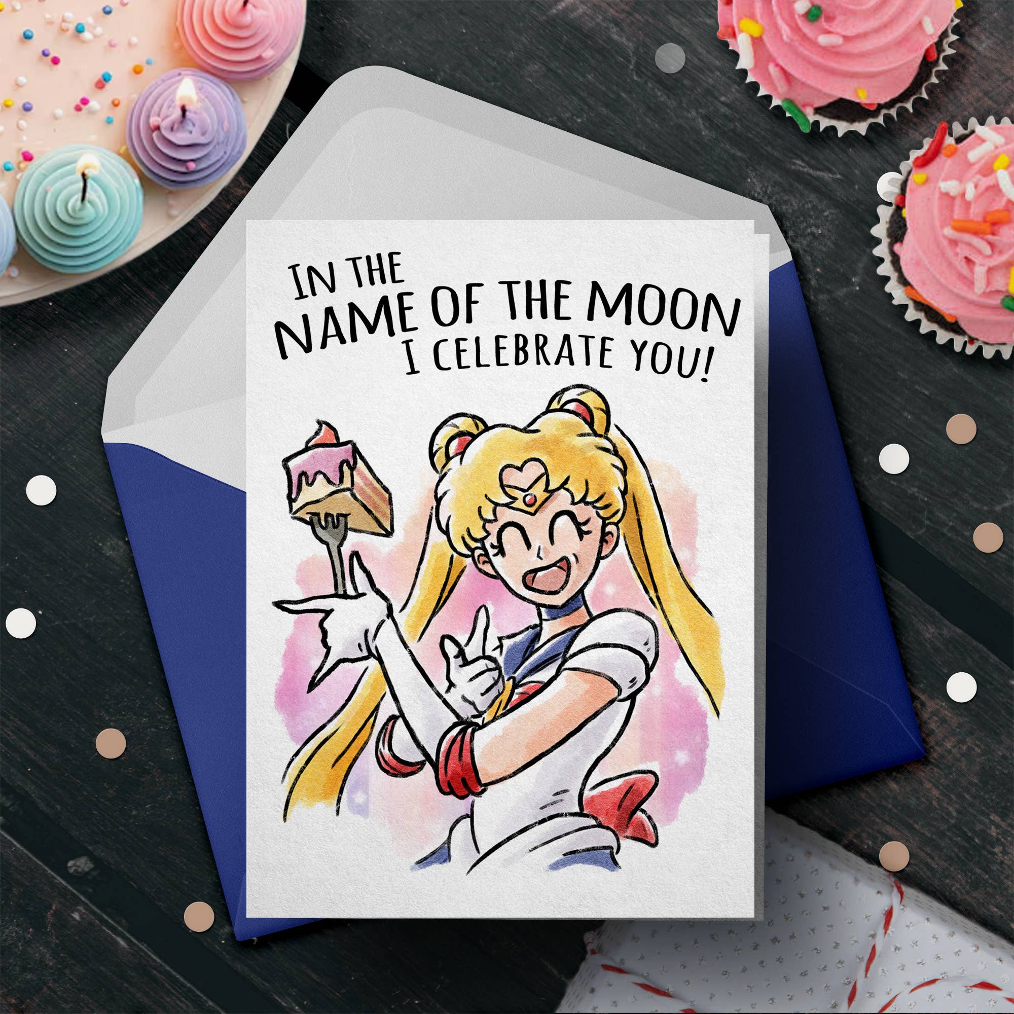 "Name of the Moon" Cosmic Guardian Girl Birthday Card | L.A. Mood Comics and Games