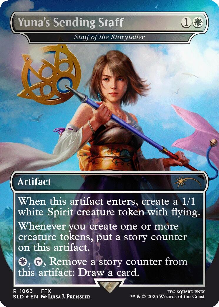 Yuna's Sending Staff - Staff of the Storyteller (Rainbow Foil) [Secret Lair Drop Series] | L.A. Mood Comics and Games