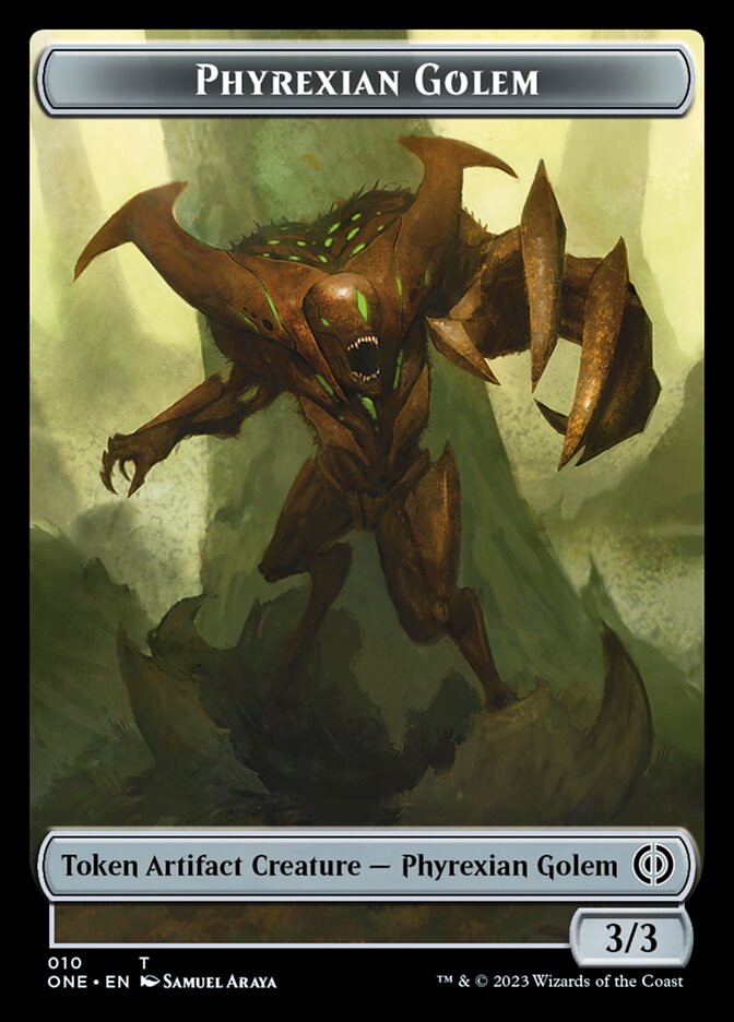 Phyrexian Mite (011) // Phyrexian Golem Double-Sided Token [Phyrexia: All Will Be One Tokens] | L.A. Mood Comics and Games