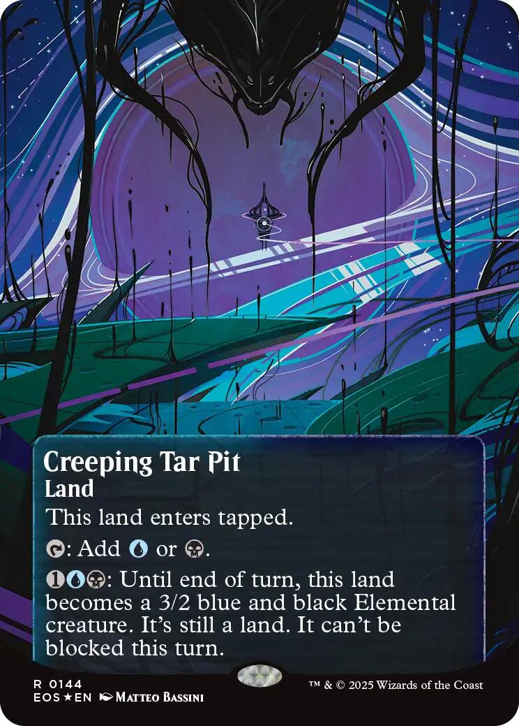 Creeping Tar Pit (0144) (Borderless) (Galaxy Foil) [Edge of Eternities: Stellar Sights] | L.A. Mood Comics and Games