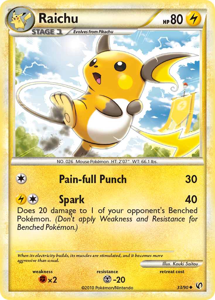 Raichu (33/90) [HeartGold & SoulSilver: Undaunted] | L.A. Mood Comics and Games