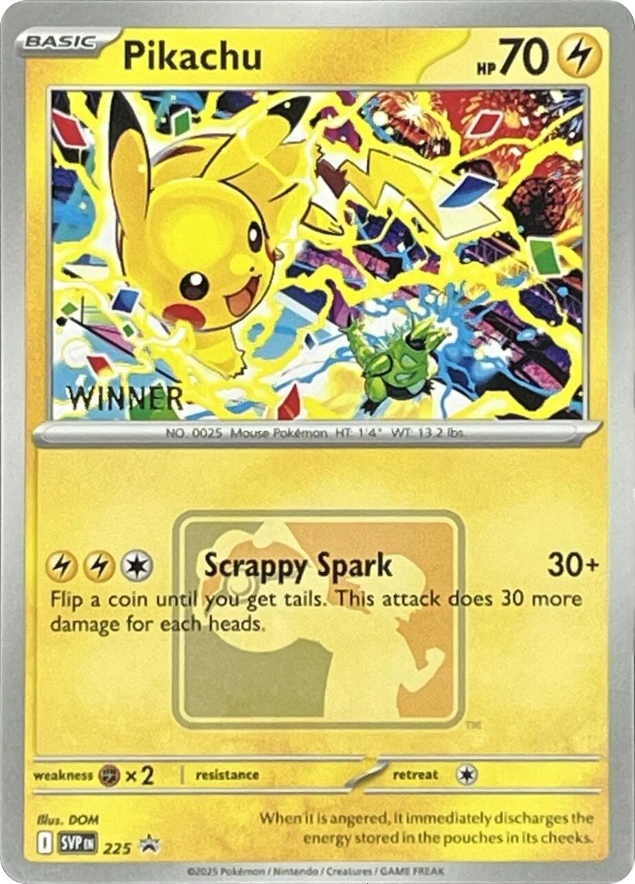 Pikachu (225) (World Championship 2025) [Winner] [Scarlet & Violet: Black Star Promos] | L.A. Mood Comics and Games