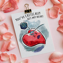 "Critical Hit" - D&D Nerd Valentines, Love, Anniversary Card | L.A. Mood Comics and Games