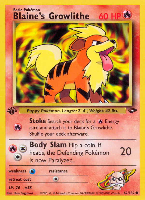 Blaine's Growlithe (62/132) [Gym Challenge 1st Edition] | L.A. Mood Comics and Games