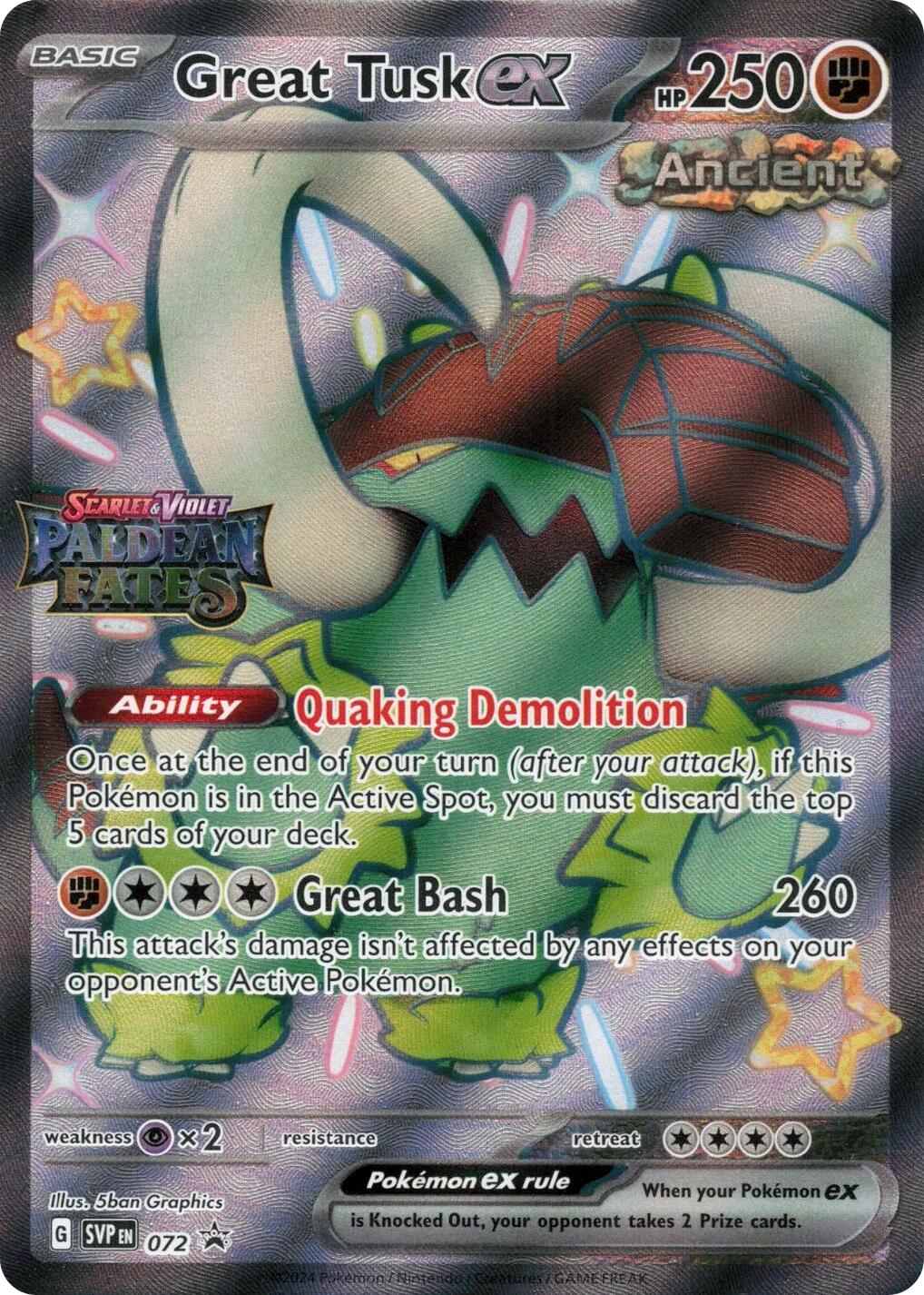 Great Tusk ex (072) (Paldean Fates Stamped) [Scarlet & Violet: Paldean Fates] | L.A. Mood Comics and Games