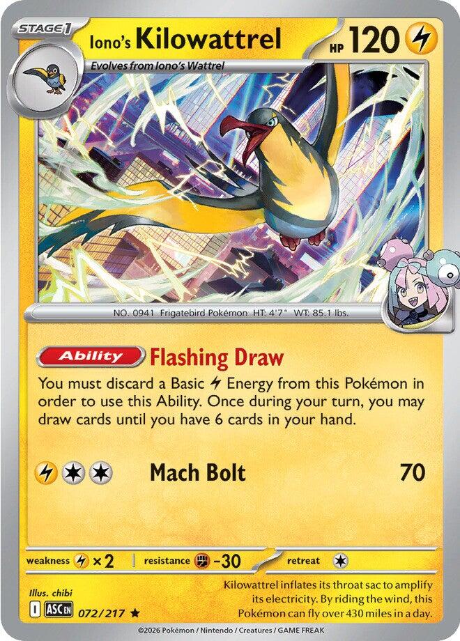 Iono's Kilowattrel (072/217) [Mega Evolution: Ascended Heroes] | L.A. Mood Comics and Games