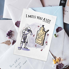 "Miss you a Lot" - Sci-Fi Nerd Couples Valentine Card | L.A. Mood Comics and Games