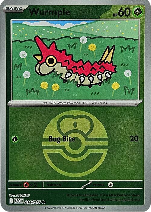 Wurmple (011/217) (Love Ball) [Mega Evolution: Ascended Heroes] | L.A. Mood Comics and Games