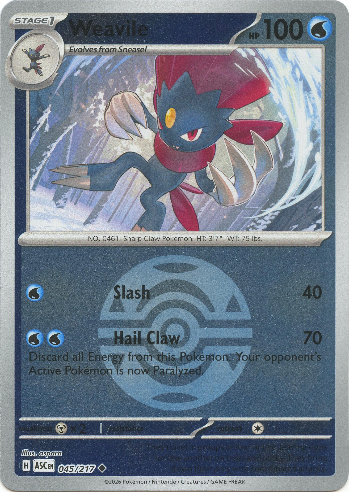 Weavile (045/217) (Dusk Ball) [Mega Evolution: Ascended Heroes] | L.A. Mood Comics and Games