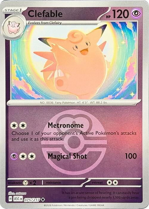 Clefable (075/217) (Love Ball) [Mega Evolution: Ascended Heroes] | L.A. Mood Comics and Games