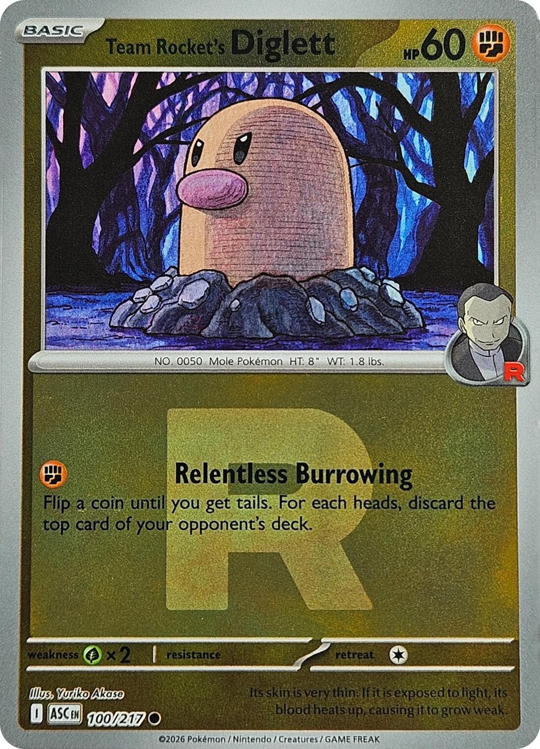 Team Rocket's Diglett (100/217) (Team Rocket) [Mega Evolution: Ascended Heroes] | L.A. Mood Comics and Games