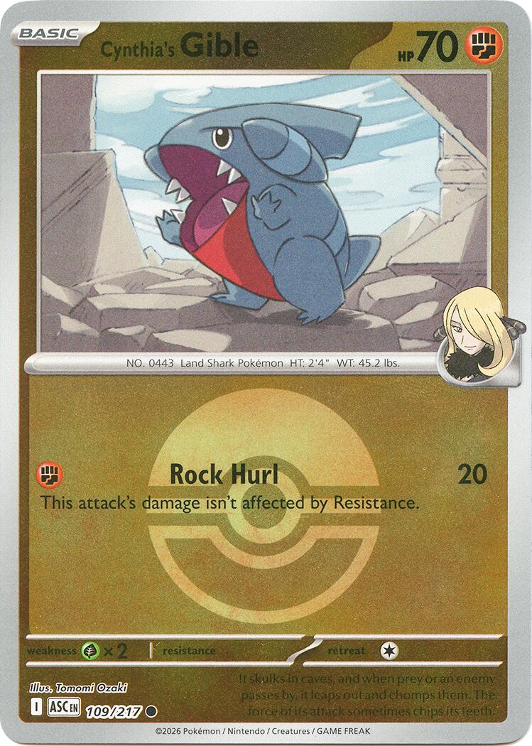 Cynthia's Gible (109/217) (Poke Ball) [Mega Evolution: Ascended Heroes] | L.A. Mood Comics and Games