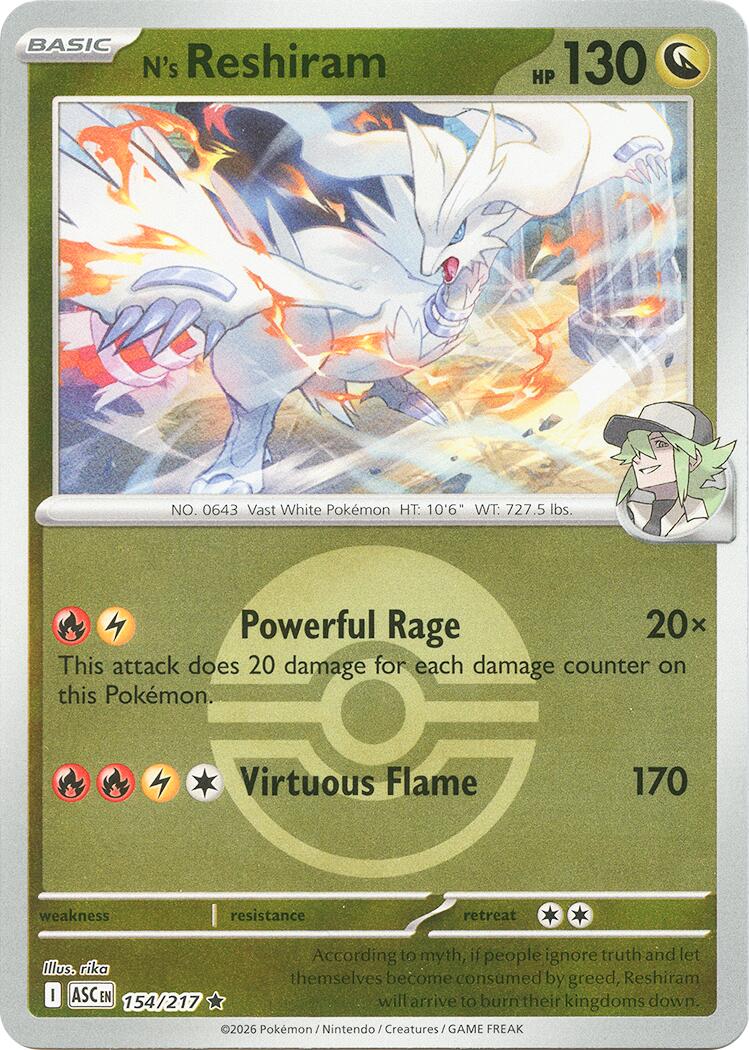 N's Reshiram (154/217) (Poke Ball) [Mega Evolution: Ascended Heroes] | L.A. Mood Comics and Games