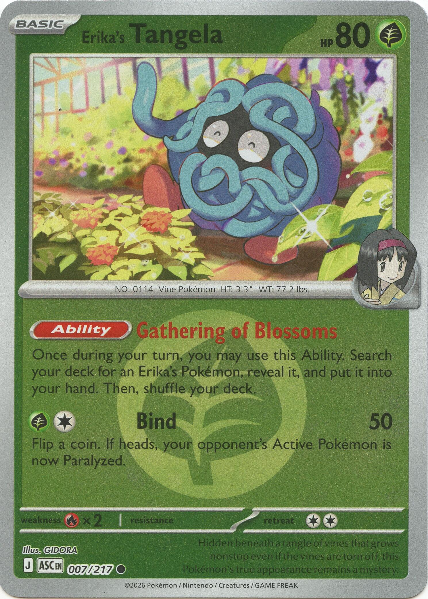 Erika's Tangela (007/217) (Energy Symbol Pattern) [Mega Evolution: Ascended Heroes] | L.A. Mood Comics and Games