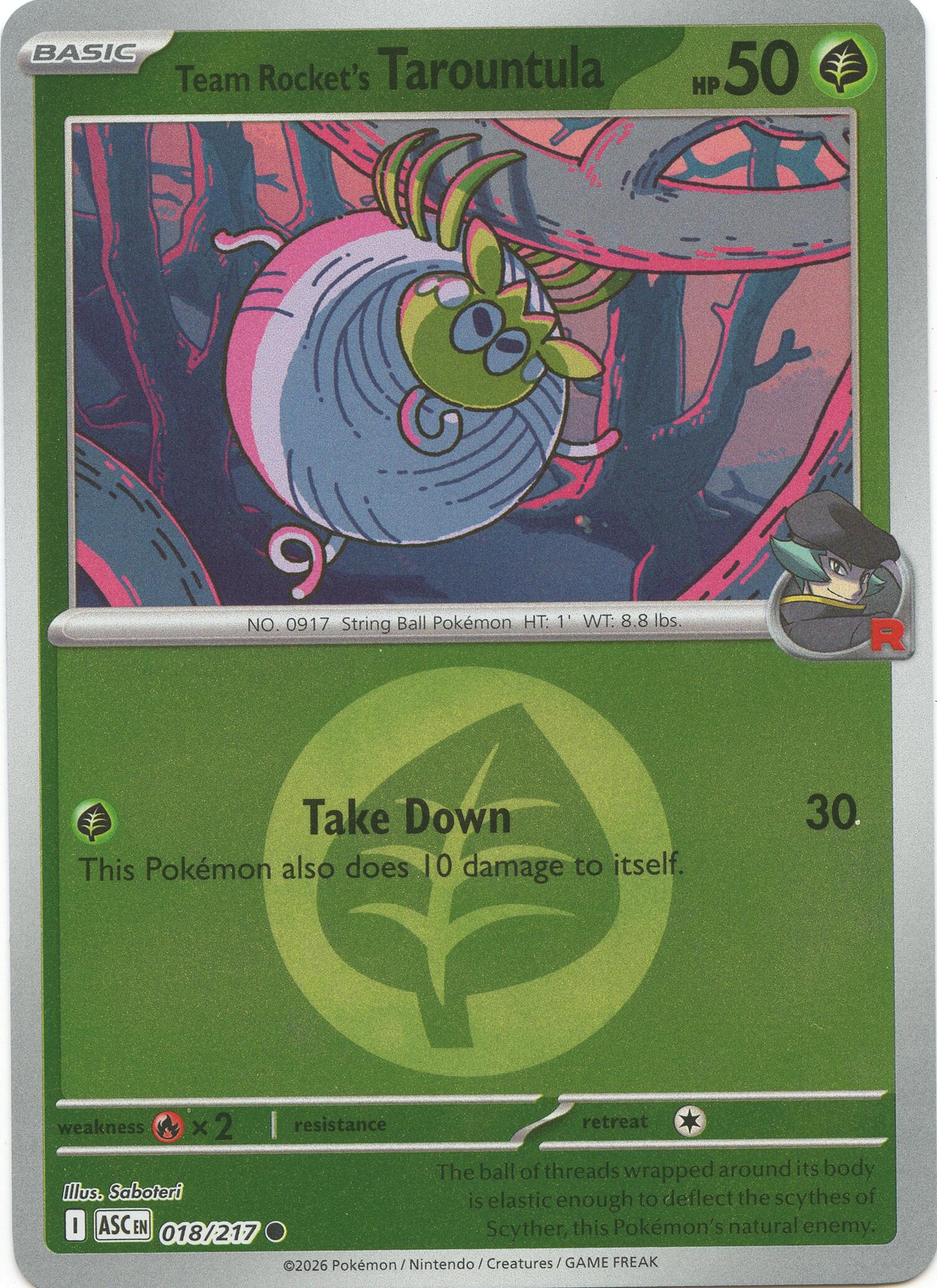 Team Rocket's Tarountula (018/217) (Energy Symbol Pattern) [Mega Evolution: Ascended Heroes] | L.A. Mood Comics and Games