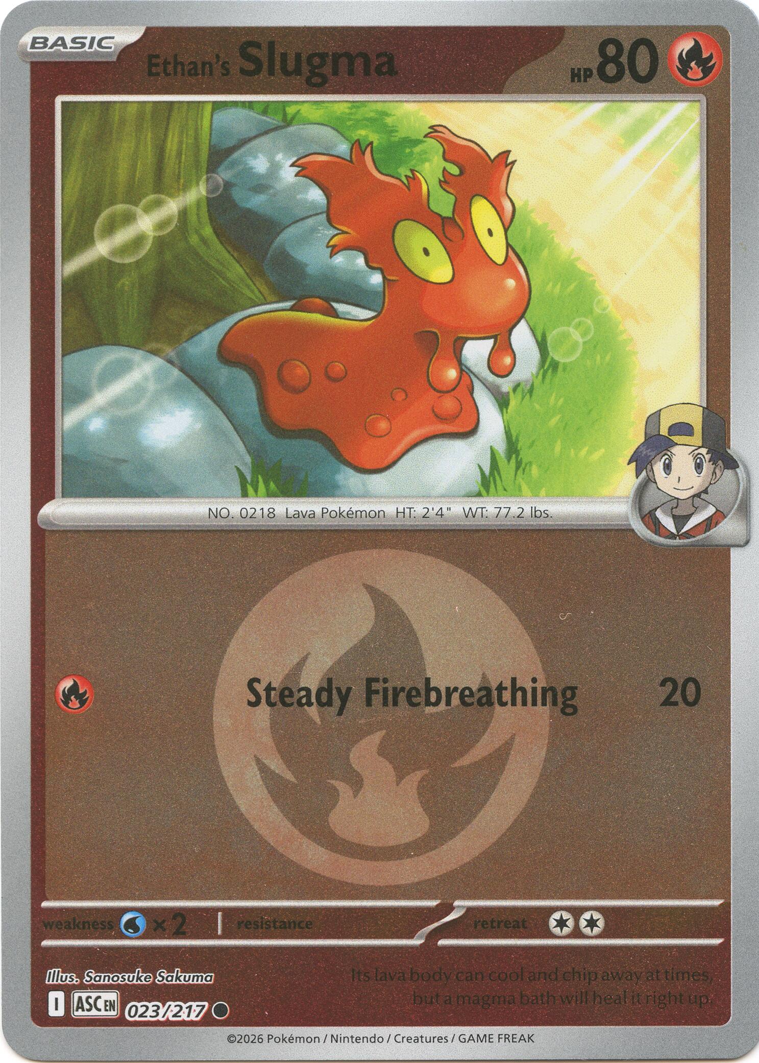 Ethan's Slugma (023/217) (Energy Symbol Pattern) [Mega Evolution: Ascended Heroes] | L.A. Mood Comics and Games