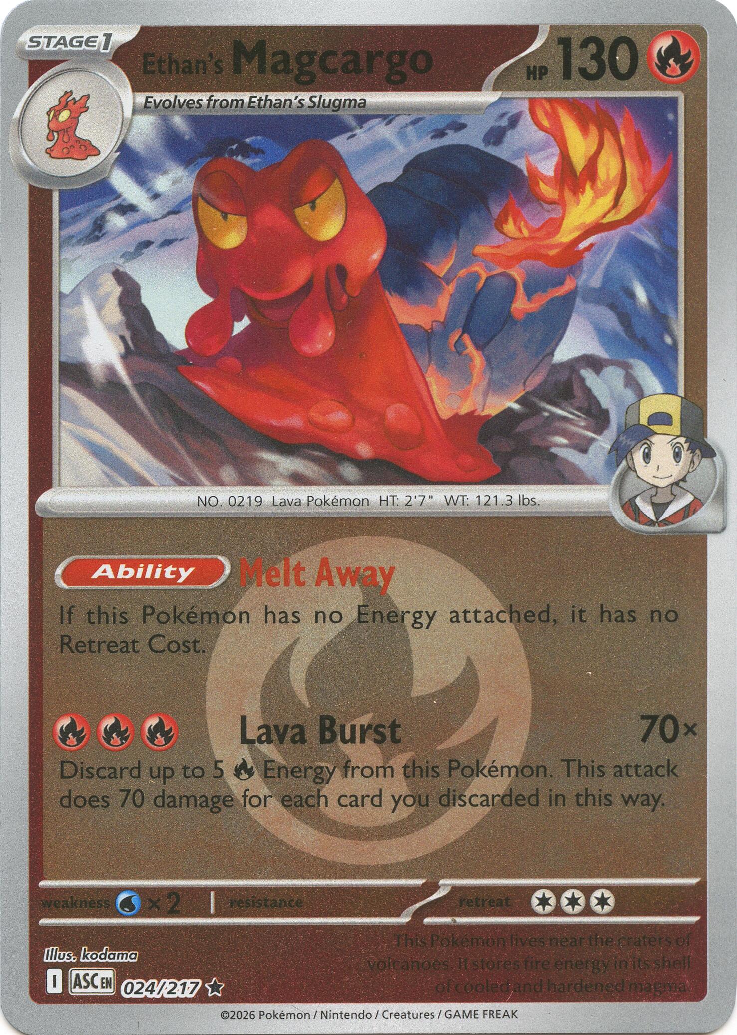 Ethan's Magcargo (024/217) (Energy Symbol Pattern) [Mega Evolution: Ascended Heroes] | L.A. Mood Comics and Games