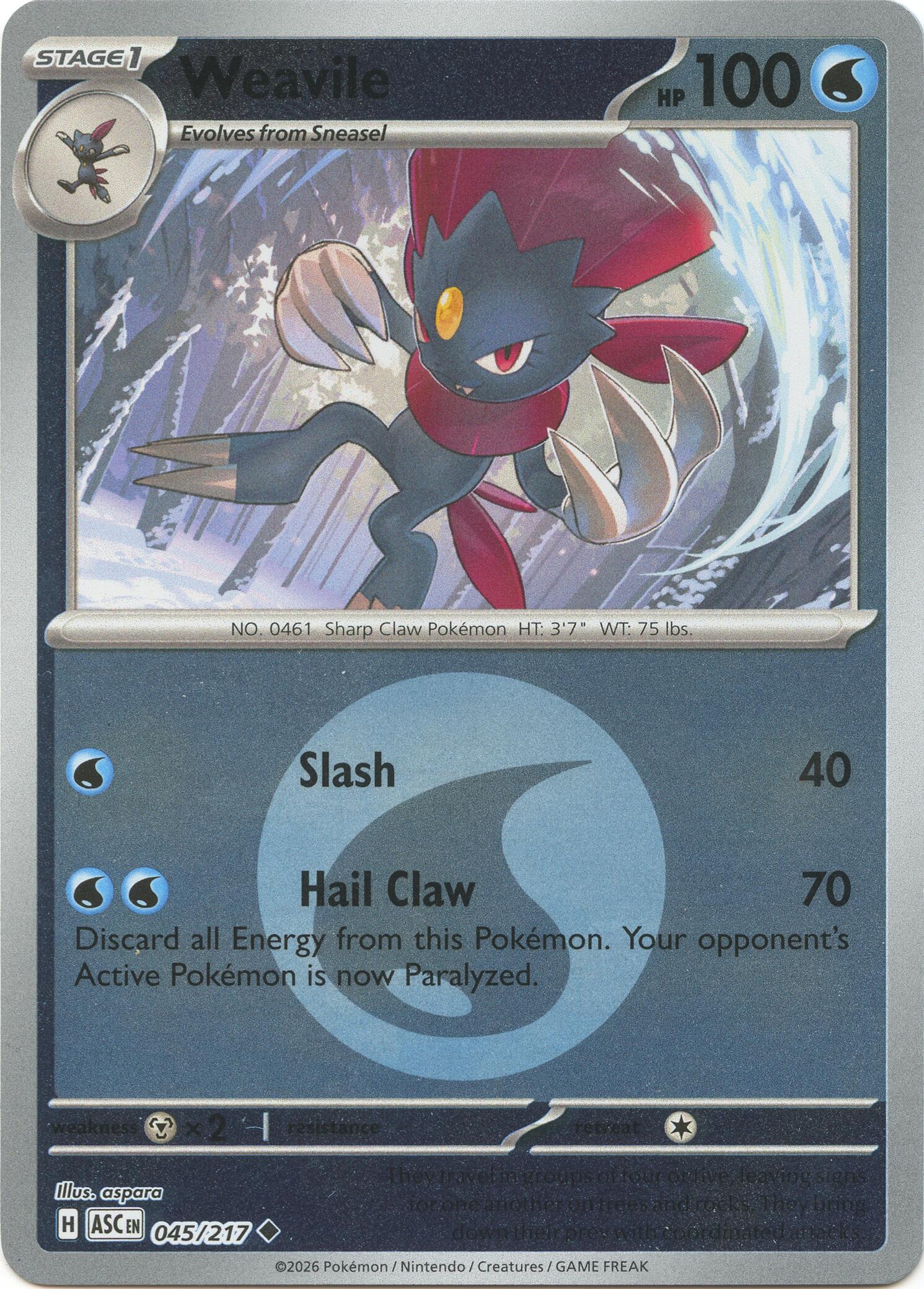 Weavile (045/217) (Energy Symbol Pattern) [Mega Evolution: Ascended Heroes] | L.A. Mood Comics and Games
