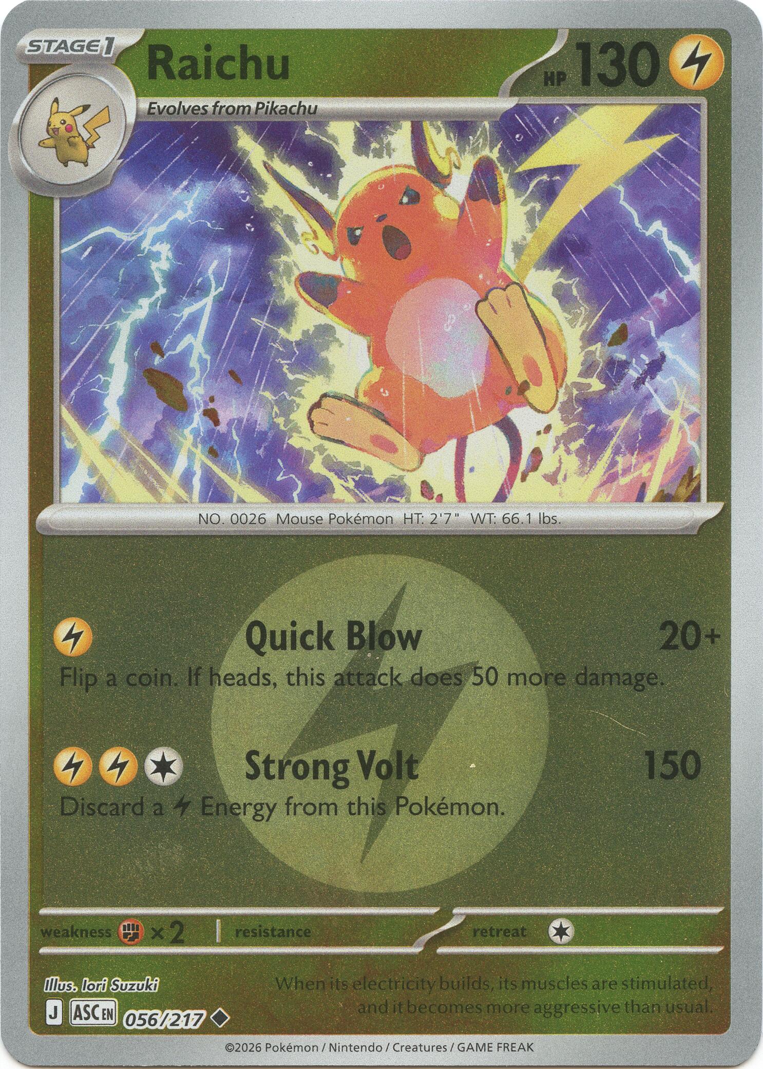 Raichu (056/217) (Energy Symbol Pattern) [Mega Evolution: Ascended Heroes] | L.A. Mood Comics and Games