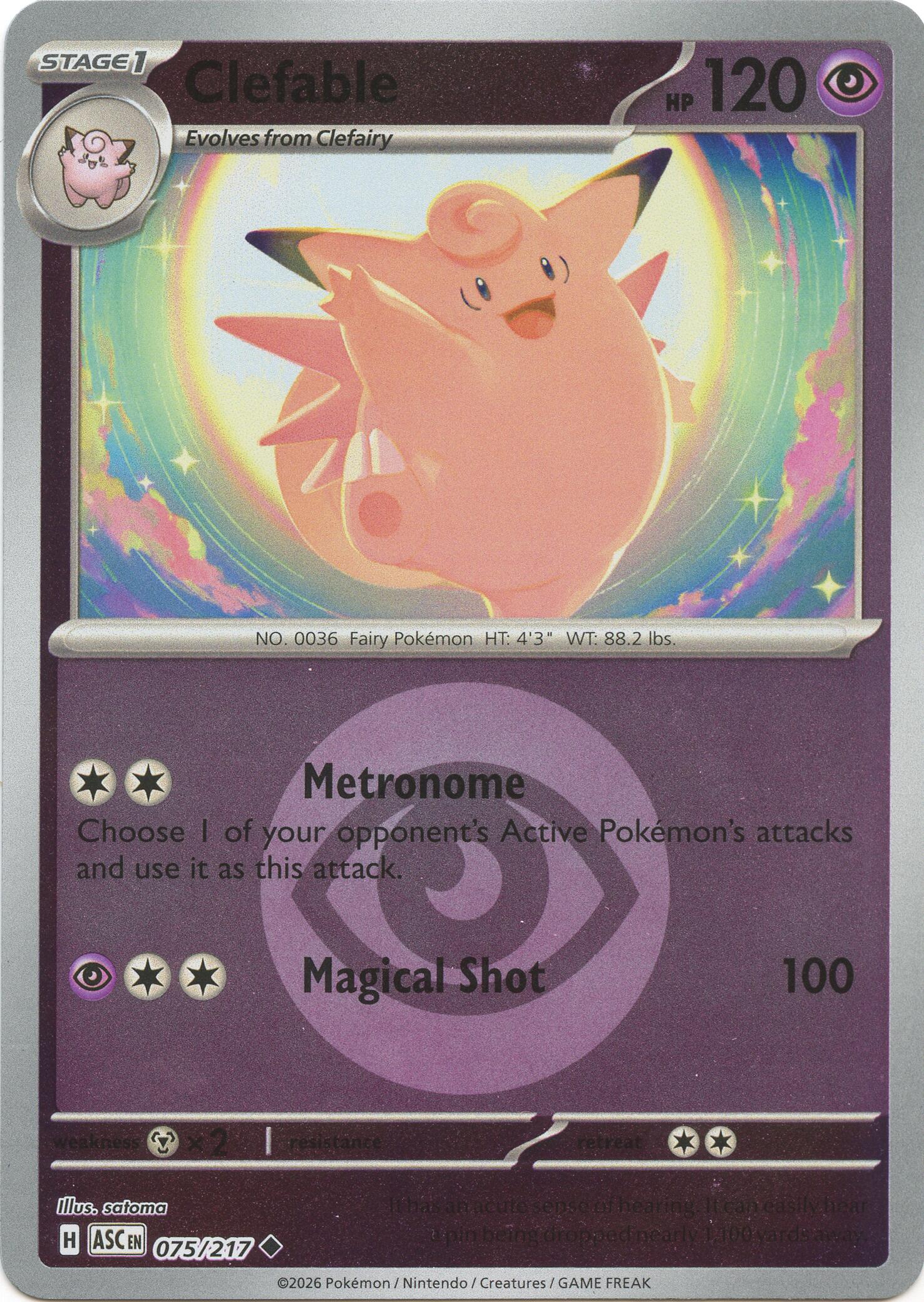 Clefable (075/217) (Energy Symbol Pattern) [Mega Evolution: Ascended Heroes] | L.A. Mood Comics and Games
