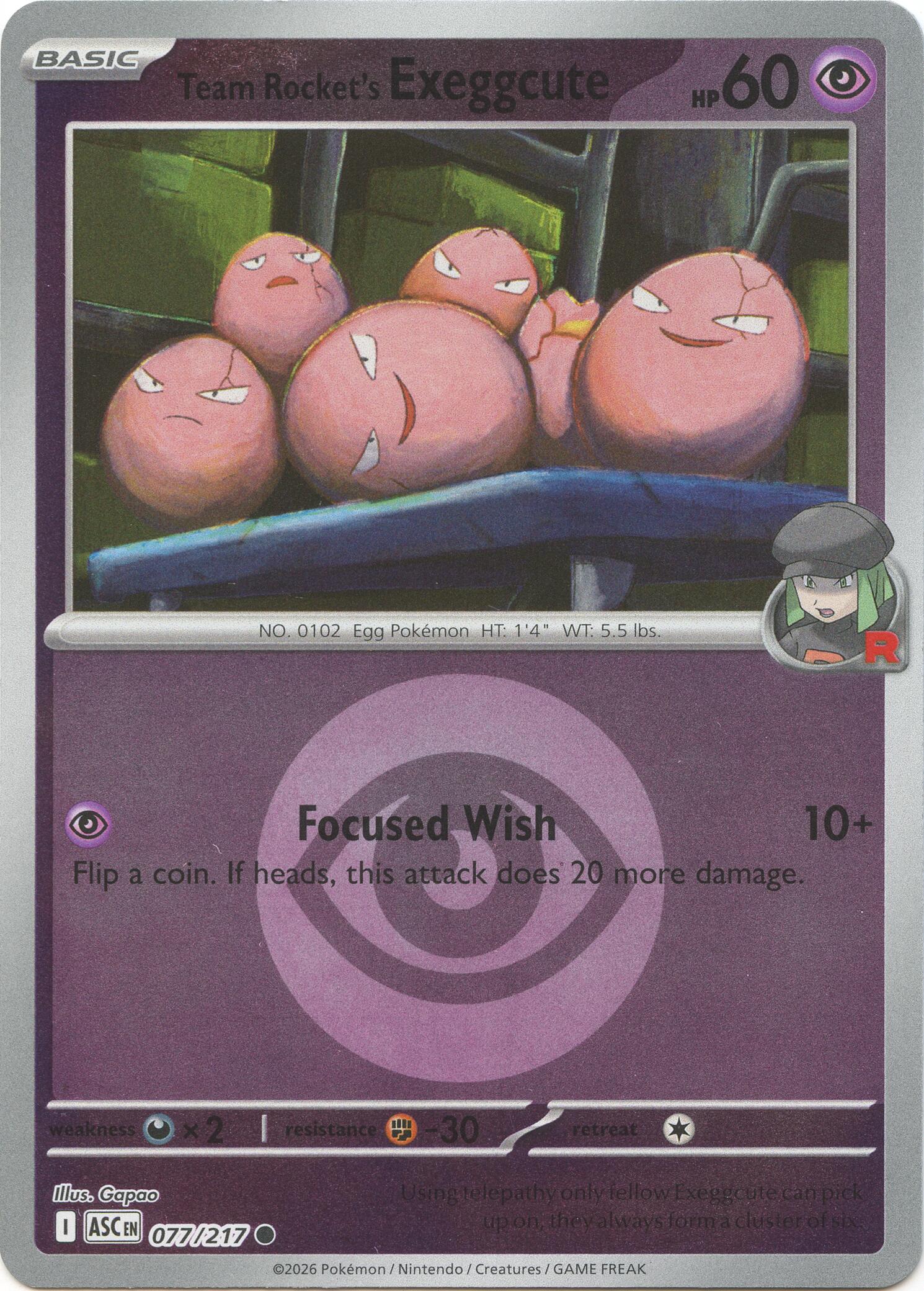 Team Rocket's Exeggcute (077/217) (Energy Symbol Pattern) [Mega Evolution: Ascended Heroes] | L.A. Mood Comics and Games