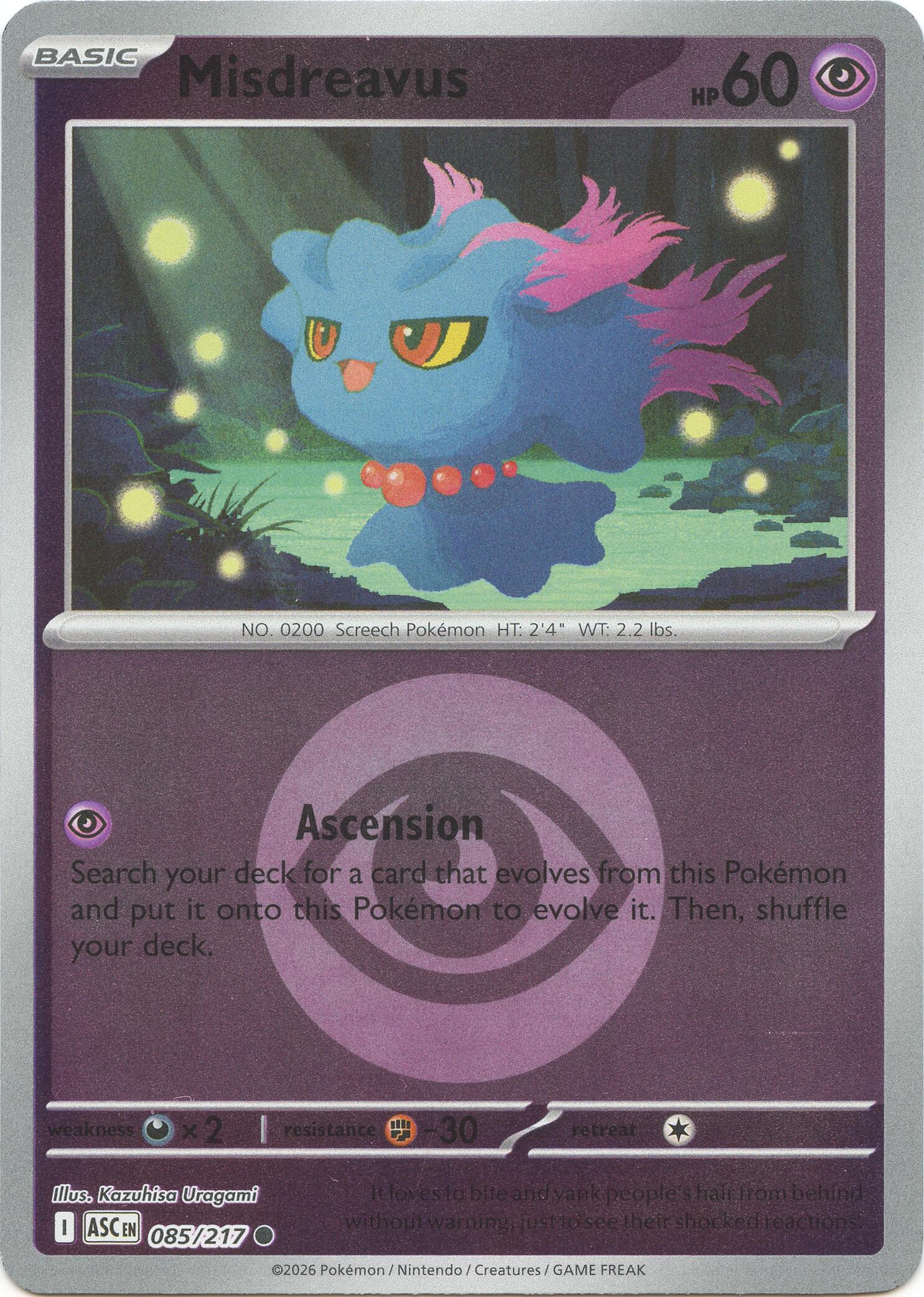 Misdreavus (085/217) (Energy Symbol Pattern) [Mega Evolution: Ascended Heroes] | L.A. Mood Comics and Games