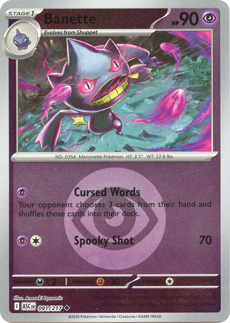 Banette (091/217) (Energy Symbol Pattern) [Mega Evolution: Ascended Heroes] | L.A. Mood Comics and Games