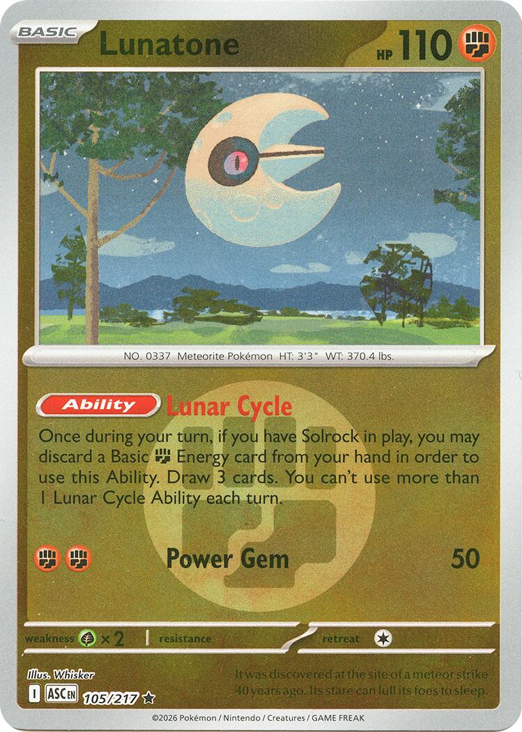 Lunatone (105/217) (Energy Symbol Pattern) [Mega Evolution: Ascended Heroes] | L.A. Mood Comics and Games