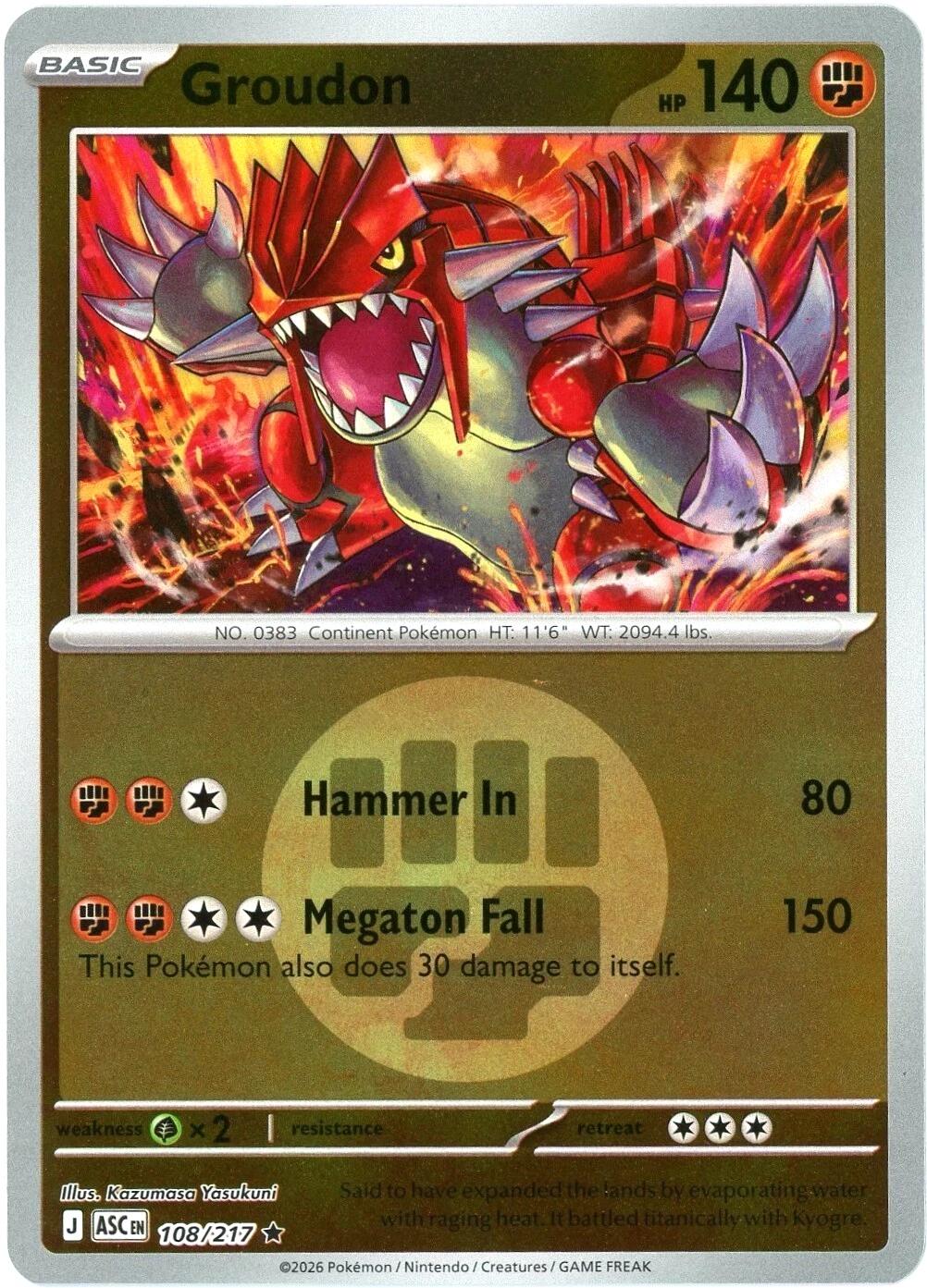 Groudon (108/217) (Energy Symbol Pattern) [Mega Evolution: Ascended Heroes] | L.A. Mood Comics and Games