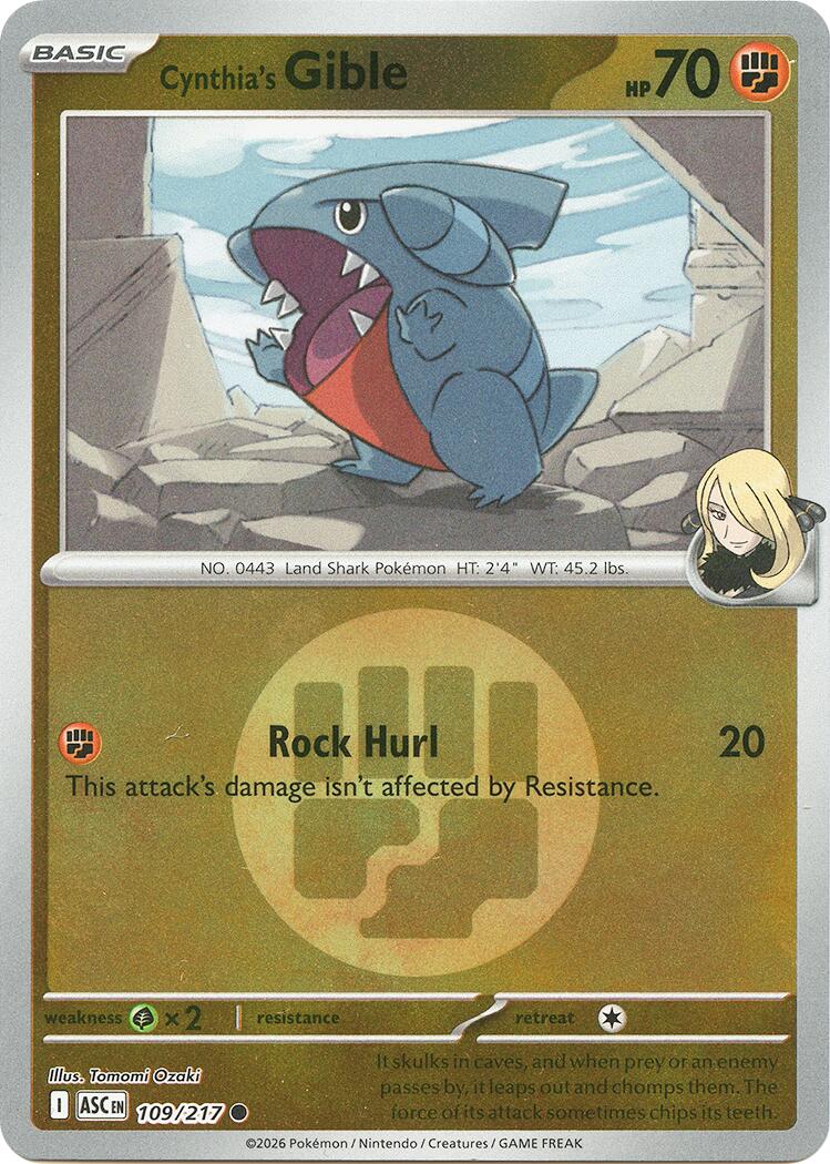 Cynthia's Gible (109/217) (Energy Symbol Pattern) [Mega Evolution: Ascended Heroes] | L.A. Mood Comics and Games
