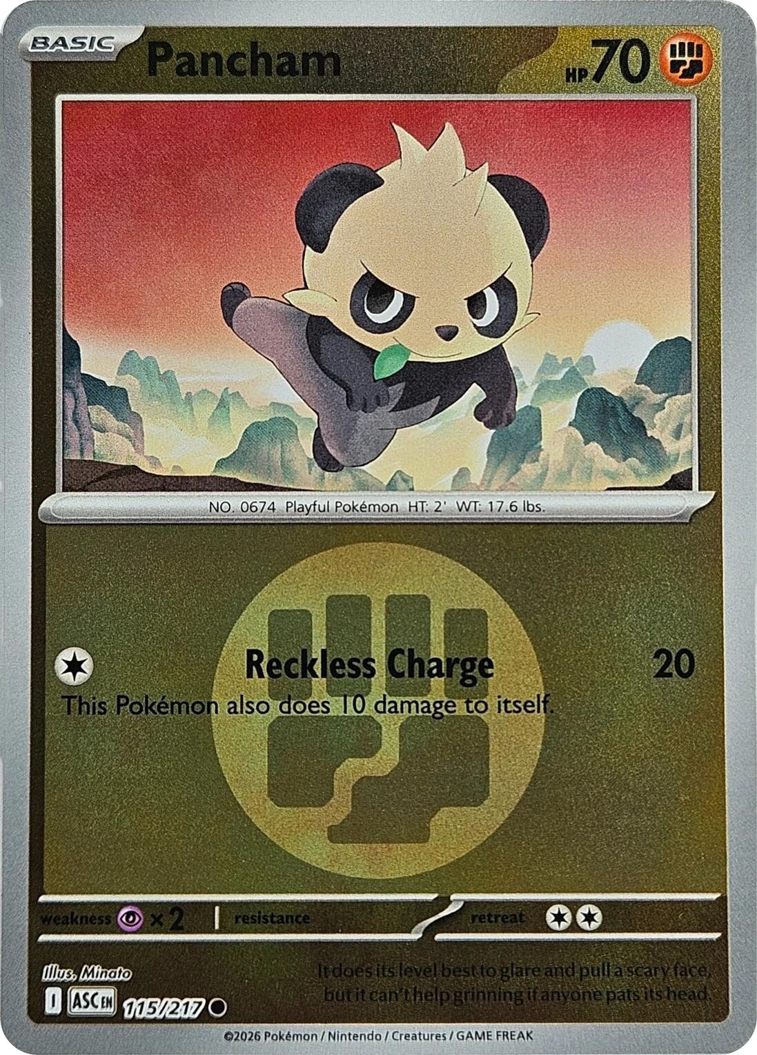 Pancham (115/217) (Energy Symbol Pattern) [Mega Evolution: Ascended Heroes] | L.A. Mood Comics and Games