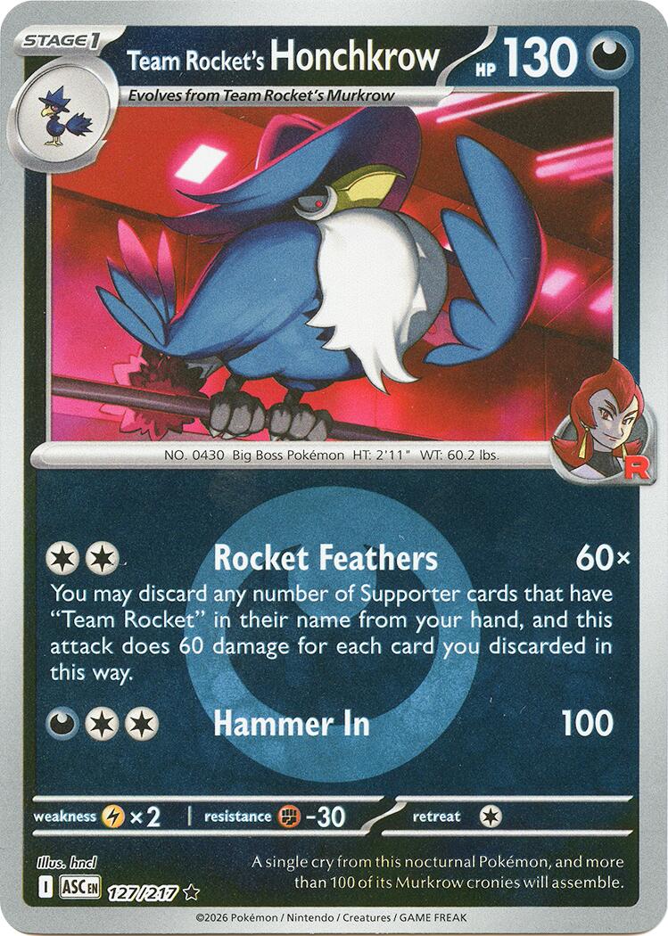 Team Rocket's Honchkrow (127/217) (Energy Symbol Pattern) [Mega Evolution: Ascended Heroes] | L.A. Mood Comics and Games