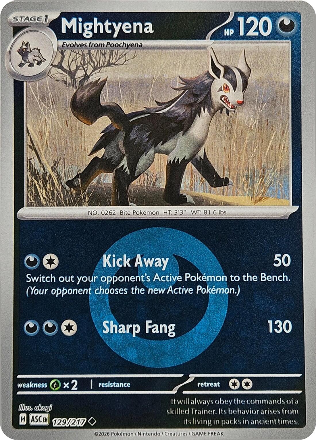 Mightyena (129/217) (Energy Symbol Pattern) [Mega Evolution: Ascended Heroes] | L.A. Mood Comics and Games