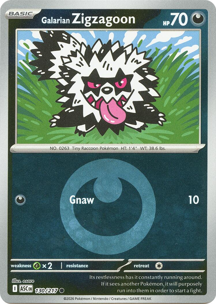 Galarian Zigzagoon (130/217) (Energy Symbol Pattern) [Mega Evolution: Ascended Heroes] | L.A. Mood Comics and Games