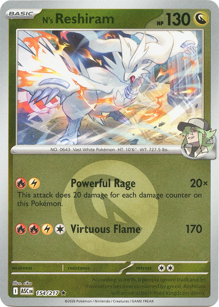 N's Reshiram (154/217) (Energy Symbol Pattern) [Mega Evolution: Ascended Heroes] | L.A. Mood Comics and Games