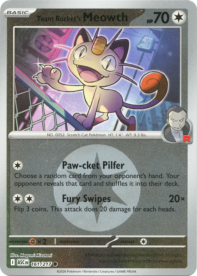 Team Rocket's Meowth (161/217) (Energy Symbol Pattern) [Mega Evolution: Ascended Heroes] | L.A. Mood Comics and Games