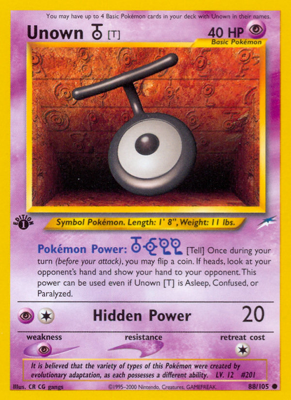 Unown [T] (88/105) [Neo Destiny 1st Edition] | L.A. Mood Comics and Games