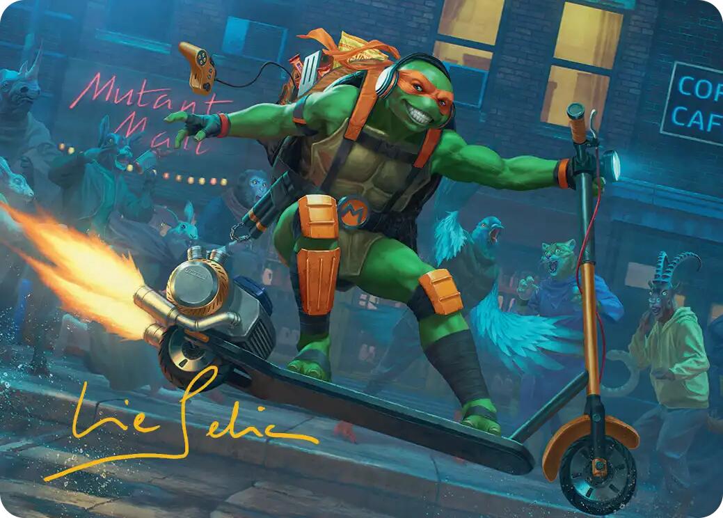 Michelangelo, On the Scene Art Card (Gold-Stamped Signature) [Teenage Mutant Ninja Turtles Art Series] | L.A. Mood Comics and Games