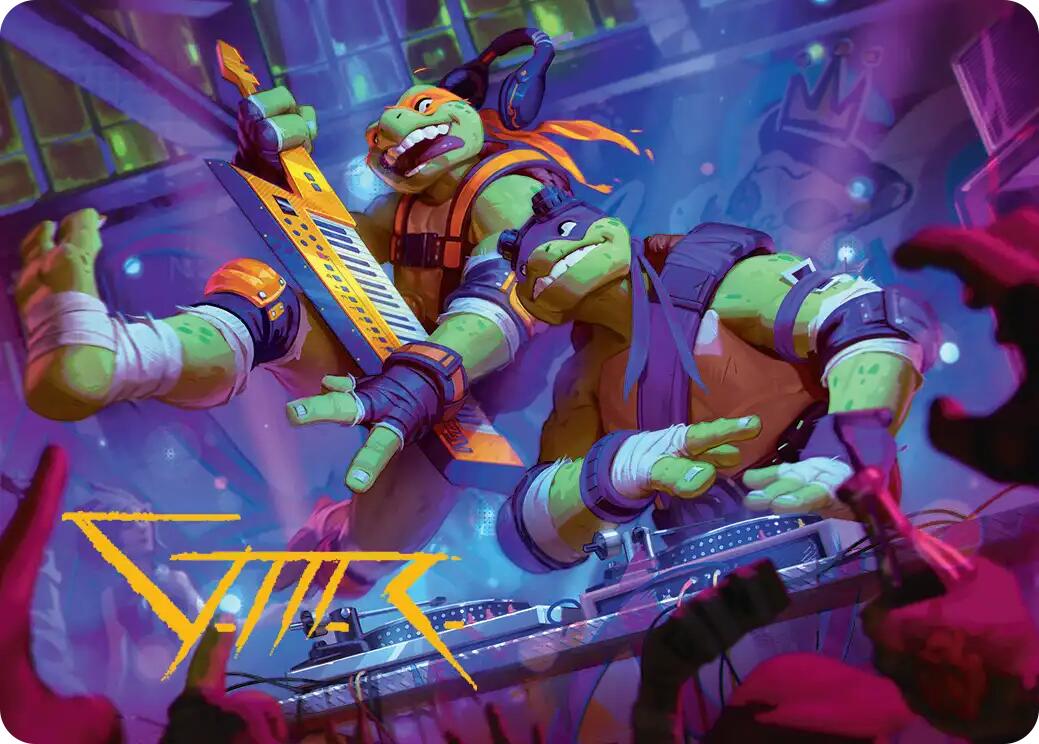Mikey & Don, Party Planners Art Card (Gold-Stamped Signature) [Teenage Mutant Ninja Turtles Art Series] | L.A. Mood Comics and Games