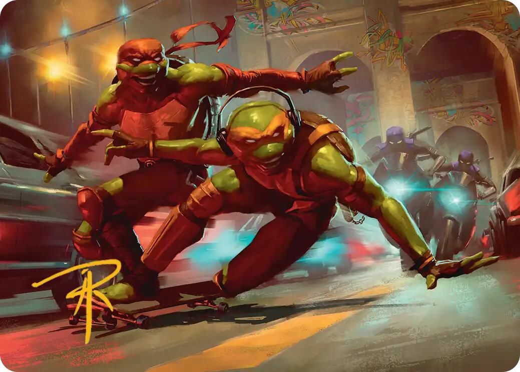 Raph & Mikey, Troublemakers Art Card (Gold-Stamped Signature) [Teenage Mutant Ninja Turtles Art Series] | L.A. Mood Comics and Games