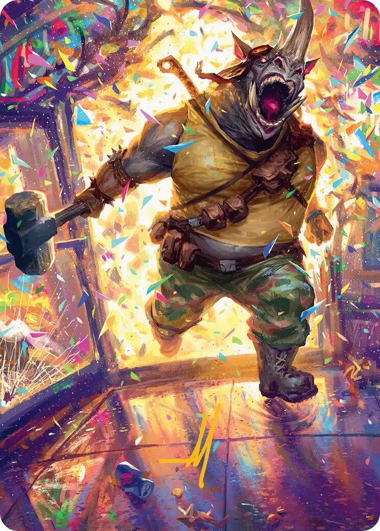 Rocksteady, Rowdy Rhino Art Card (Gold-Stamped Signature) [Teenage Mutant Ninja Turtles Art Series] | L.A. Mood Comics and Games